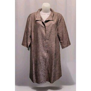 Eileen Fisher Gray Silk Blend 3/4 Sleeve Long Blazer Jacket Sz M